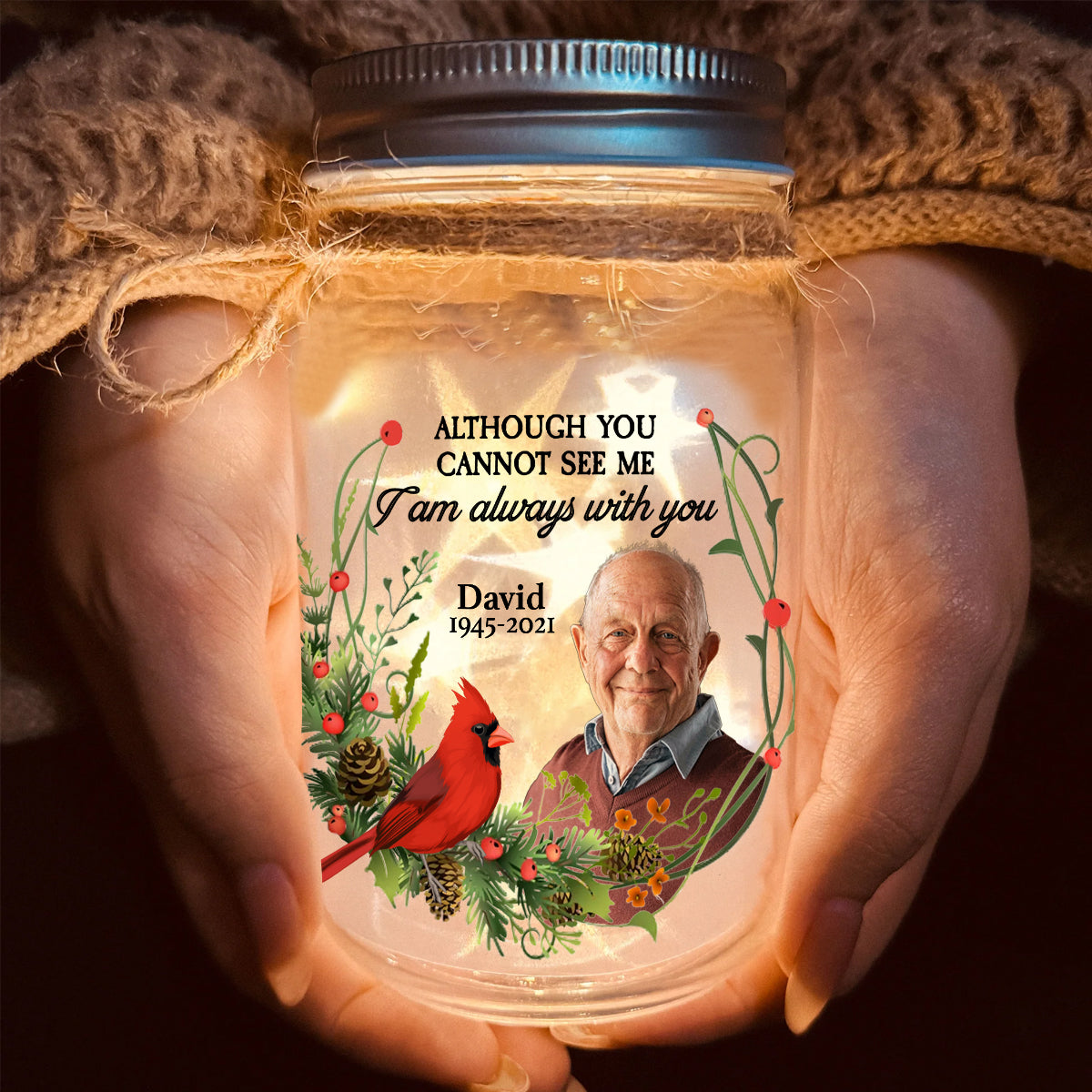 I'm Always With You - Personalized Memorial Mason Jar Light