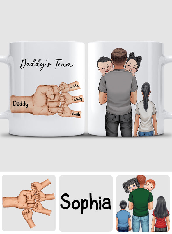 Daddy's Team Fist Bump To Us You Are The World - Personalized Father Mug