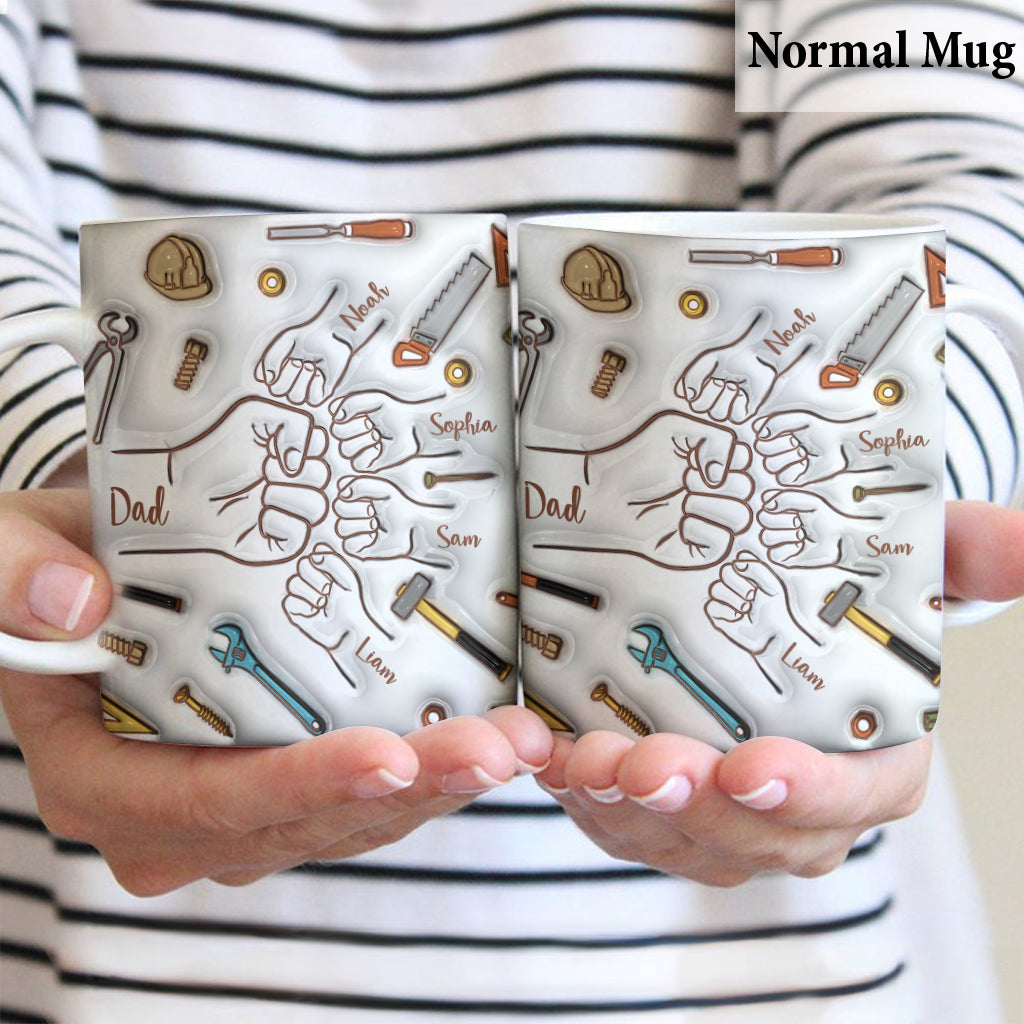 Father And Children Fist Bump - Personalized Father Mug