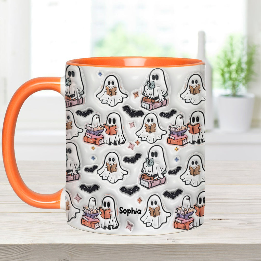Cute Ghost Reading Booooks - Personalized Book Accent Mug