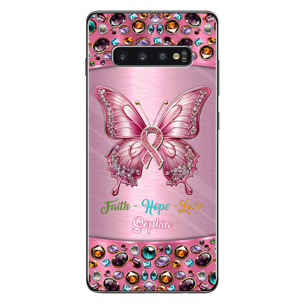 Coque de téléphone transparente personnalisée « Espoir de guérison » pour la sensibilisation au cancer du sein