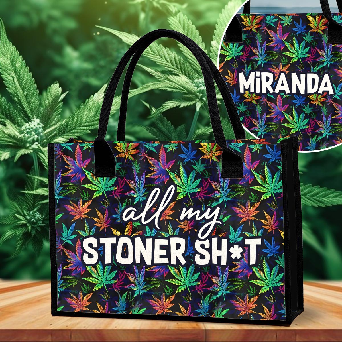 Mein ganzer Kifferkram – Personalisierte Tragetasche aus Canvas für Cannabis