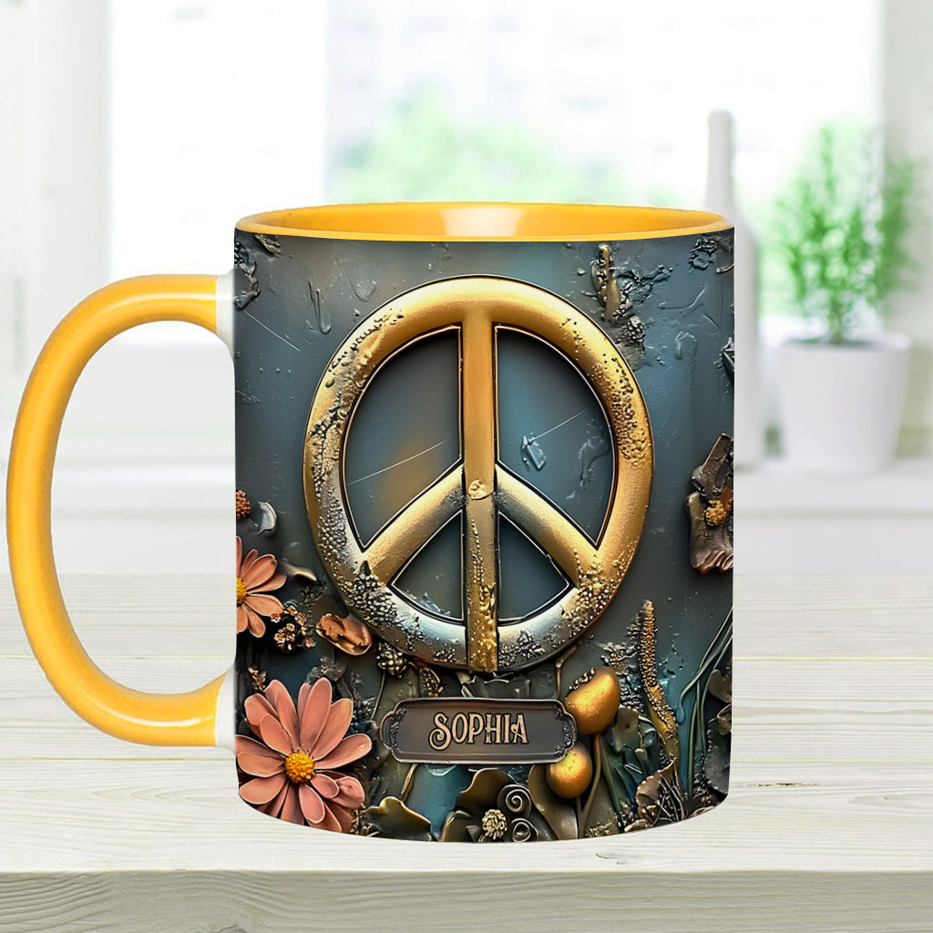 Paix, amour et bonheur - Mug personnalisé style hippie