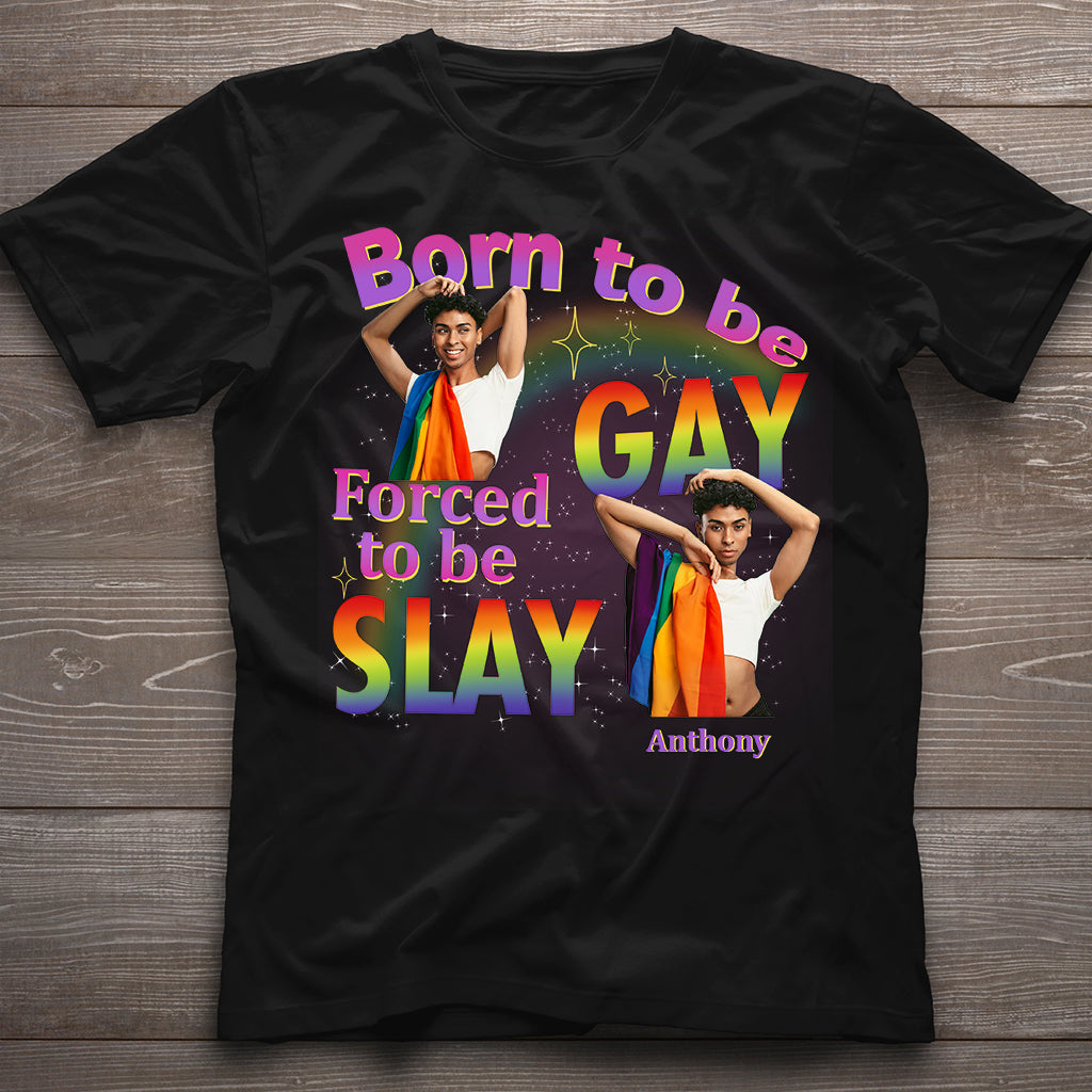 Geboren, um schwul zu sein, ist man gezwungen, zu glänzen – Personalisiertes LGBT-Unterstützungs-T-Shirt und Hoodie