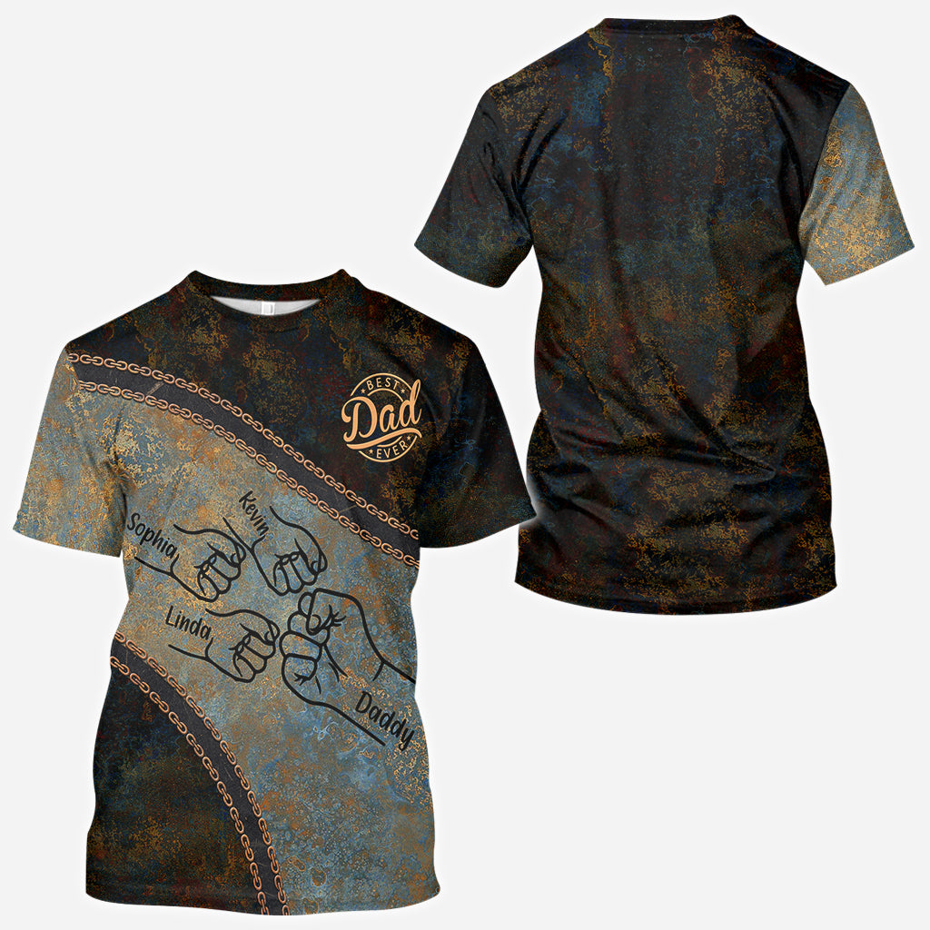 Fist Bump Dad And Children - Personalized Father All Over Shirt