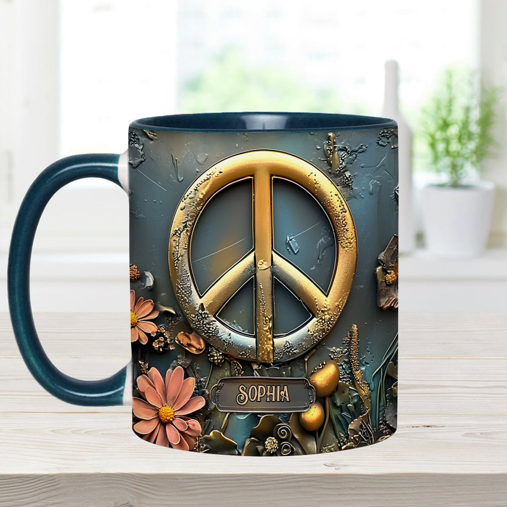 Paix, amour et bonheur - Mug personnalisé style hippie