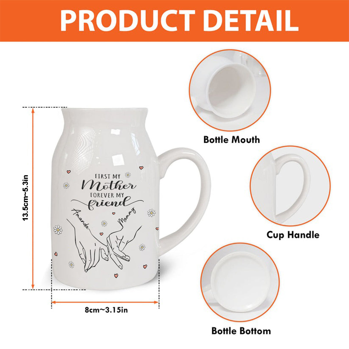 First My Mother Forever My Friend - Personalized Mother Ceramic Flower Vase