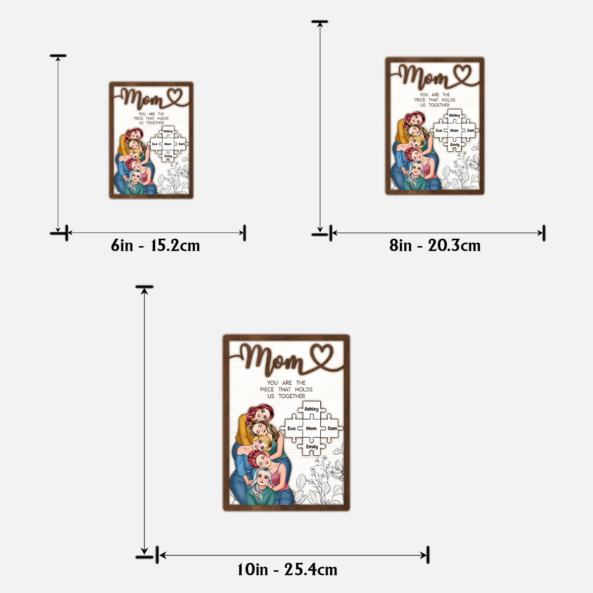 Mom You Are The Piece That Holds Us Together - Personalized Mother 2 Layered Wood Sign / Wood Plaque