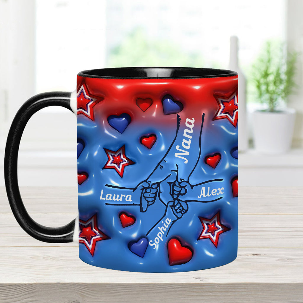 Nana & Grandkids Holding Hands - Personalized Grandma Accent Mug