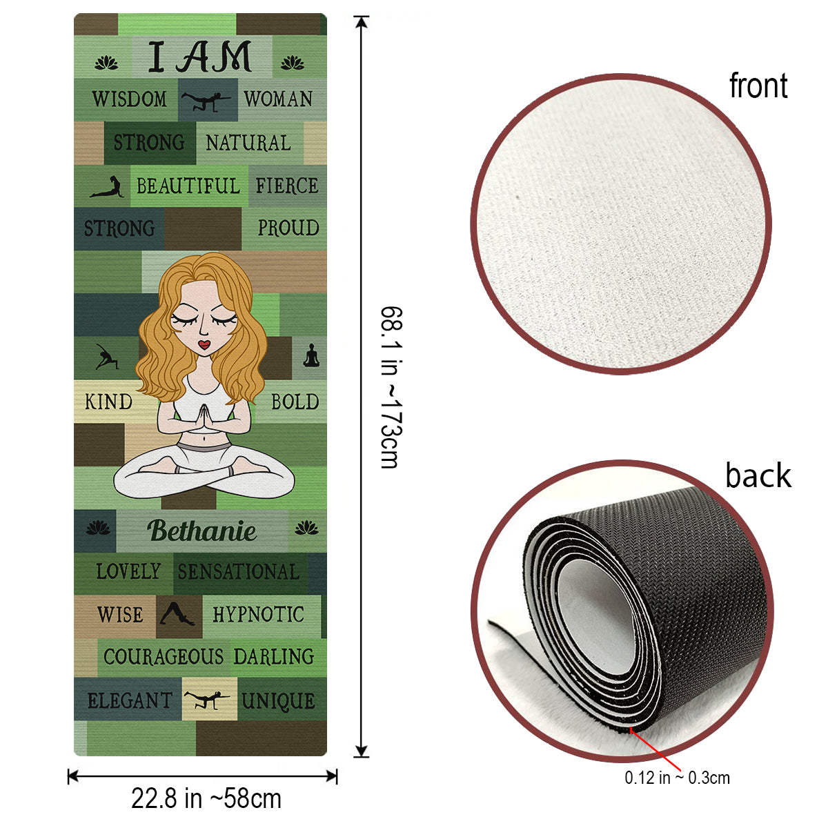 Yoga Girl I Am Bold Green - Personalisierte Yogamatte