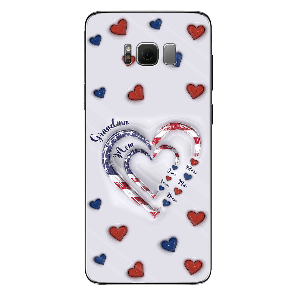 4th Of July Grandma's Hearts - Personalized Grandma Phone Case