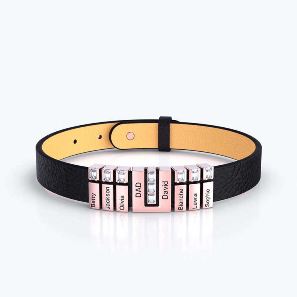 Dad's Bracelet With Charms - Personalized Father Men's Bracelet With Charms