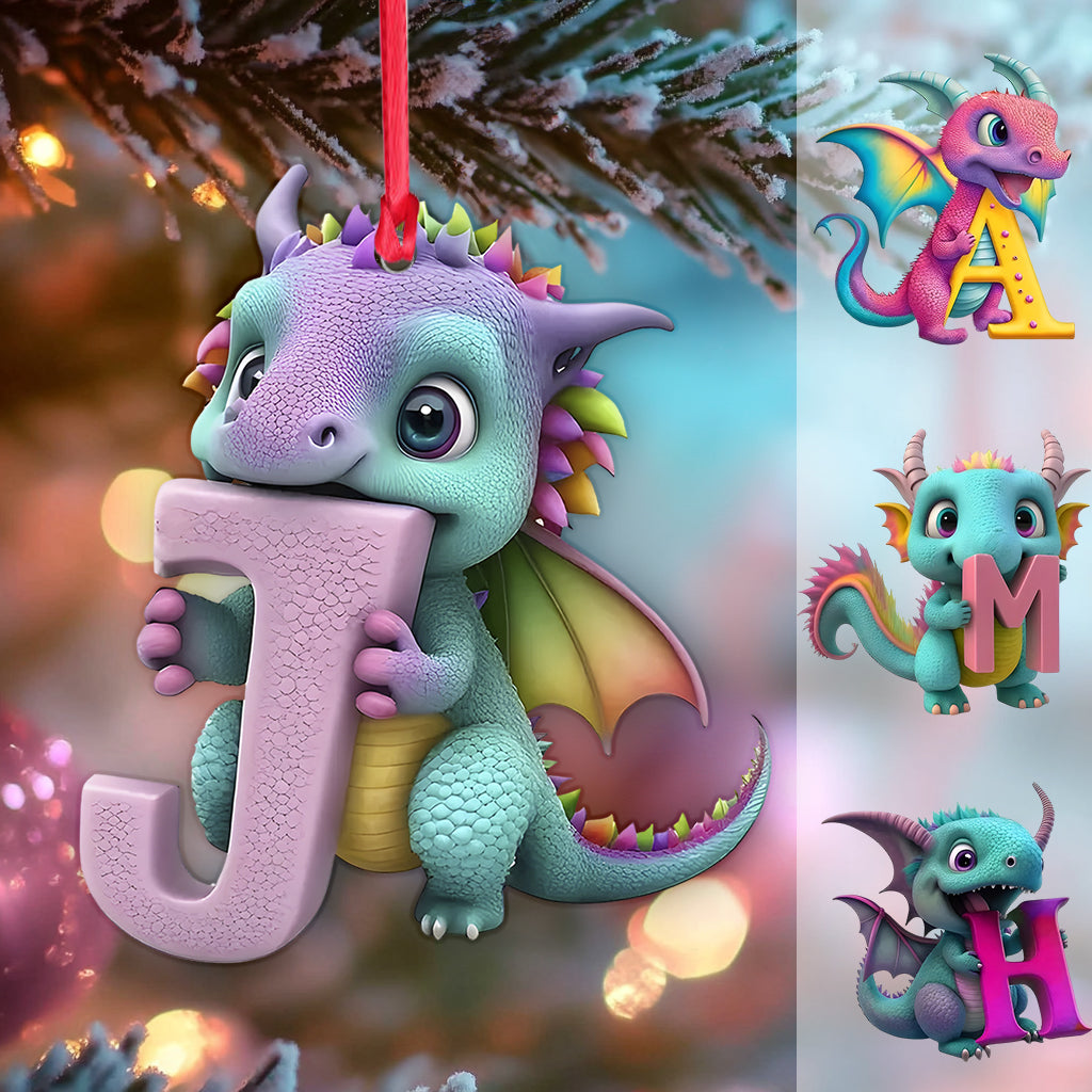 Ornement lettre dragon mignon - Ornement dragon personnalisé