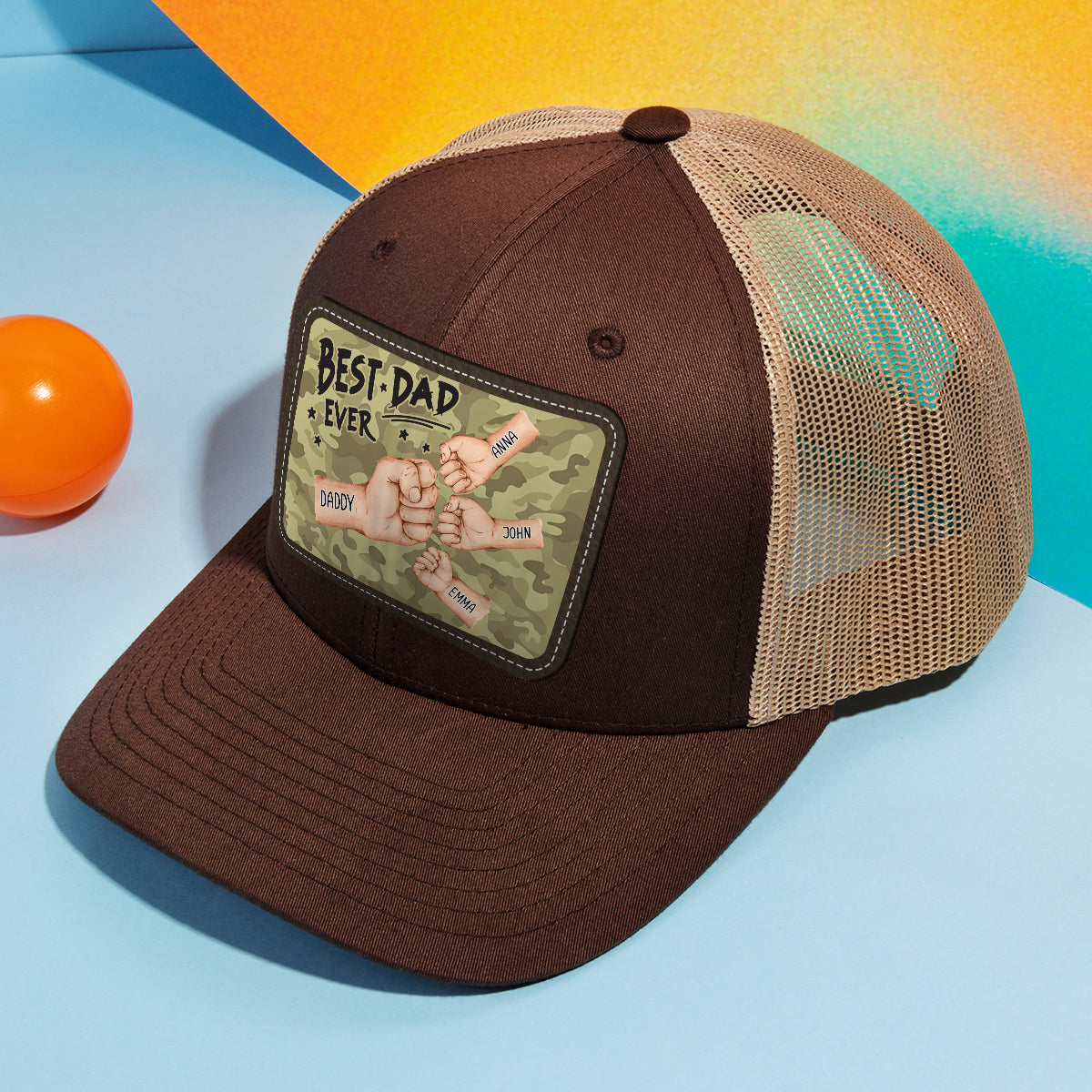 Best Dad Ever - Personalized Father Leather Patch Hat