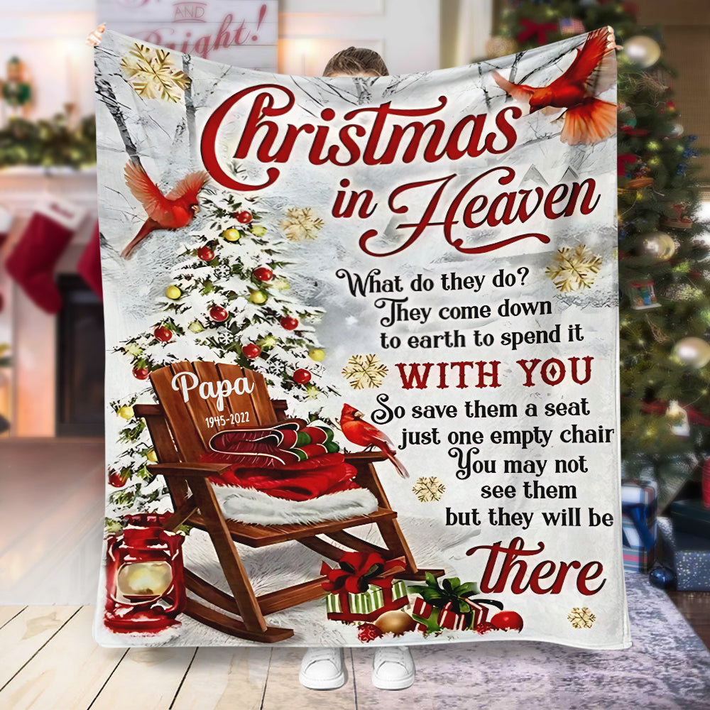 Christmas In Heaven - Personalized Memorial Blanket