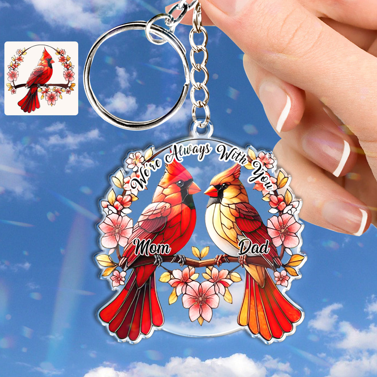 We're Always With You - Personalized Memorial Keychain