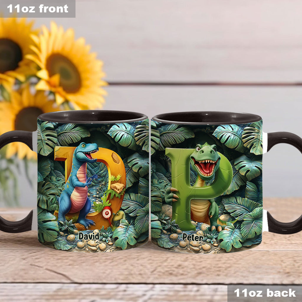Mug personnalisé pour enfant avec lettre dinosaure