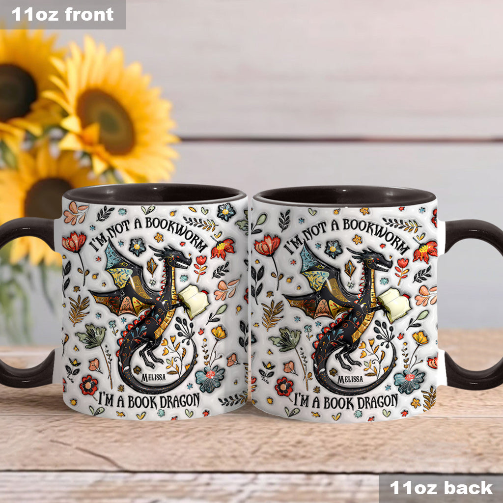 Ich bin kein Bücherwurm, ich bin ein Bücherdrache – Personalisierter Becher mit Buchmotiv