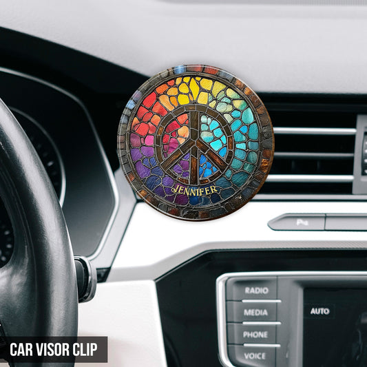 Hippie Soul – Personalisierter Auto-Sonnenblendenclip in Hippie-Form