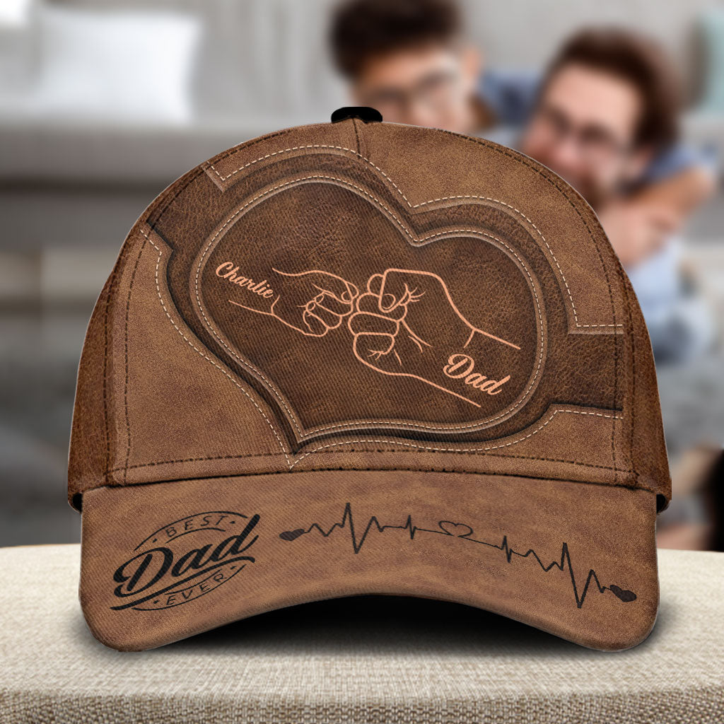 Fist Bump Dad Heart Any Title - Personalized Father Classic Cap