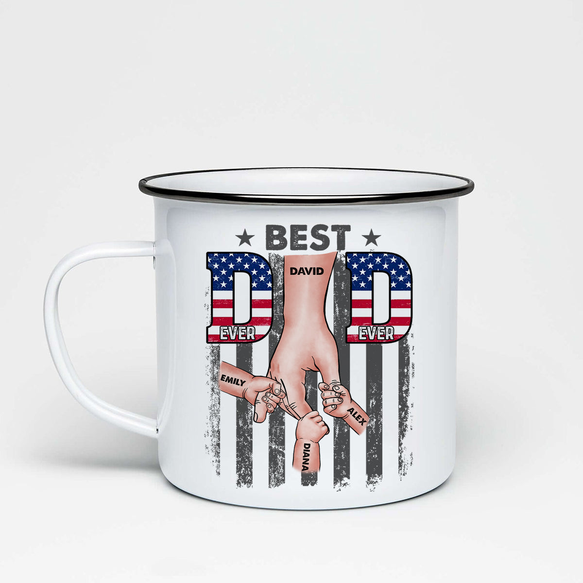 Best Dad Ever Fist Bump - Personalized Father Enamel Mug
