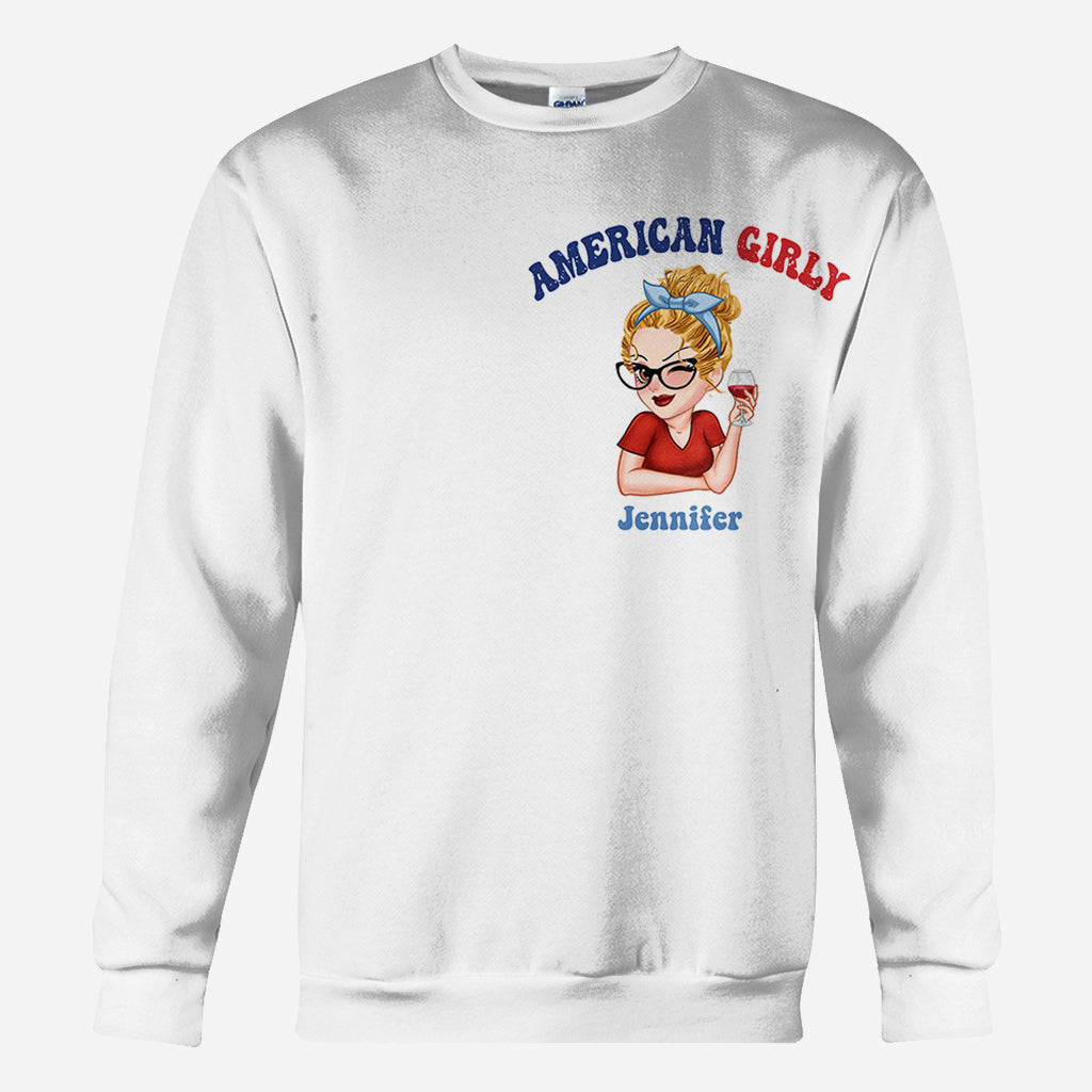 American Girly - Personalized Independence Day/ 4th of July All Over Shirt