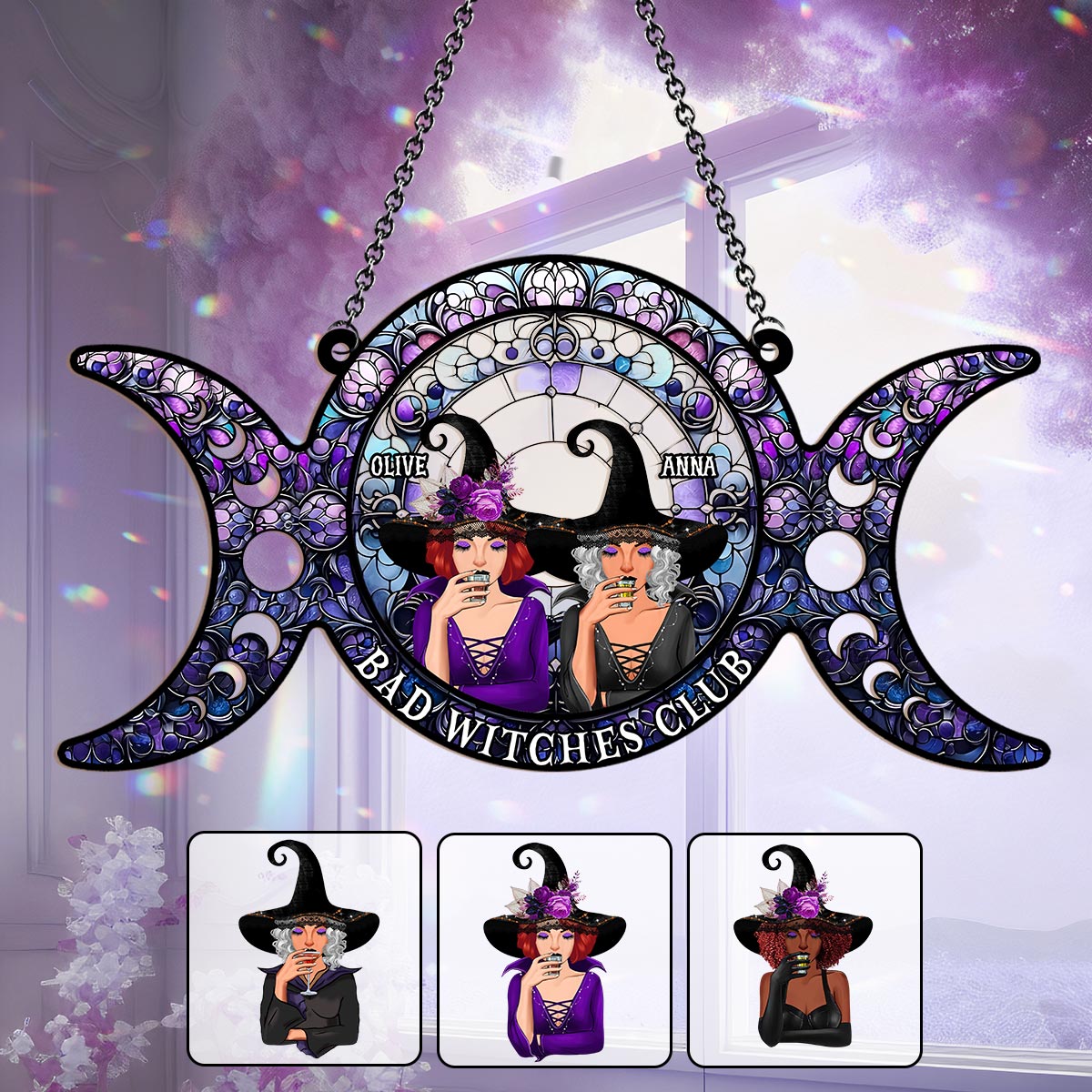 We Are Not Sugar & Spice - Personalized Witch Window Hanging Suncatcher Ornament