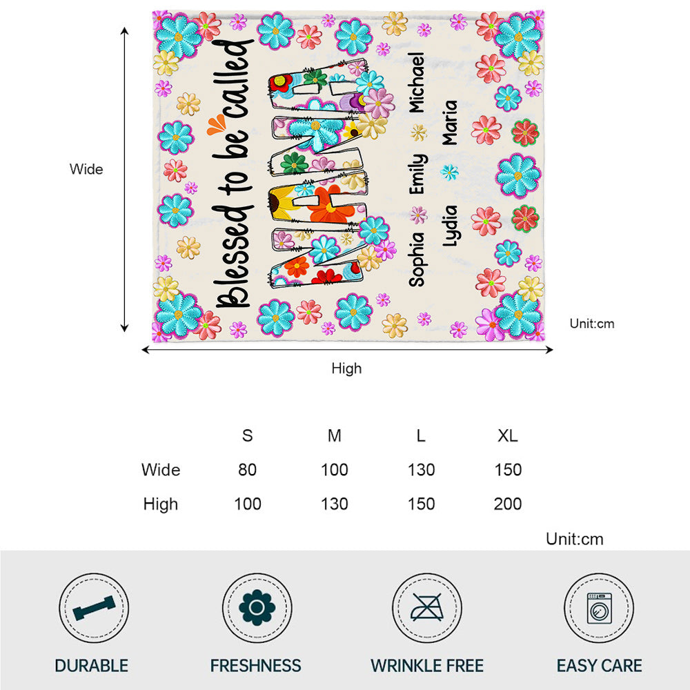 Blessed To Be Called Nana Floral Style - Personalized Grandma Blanket