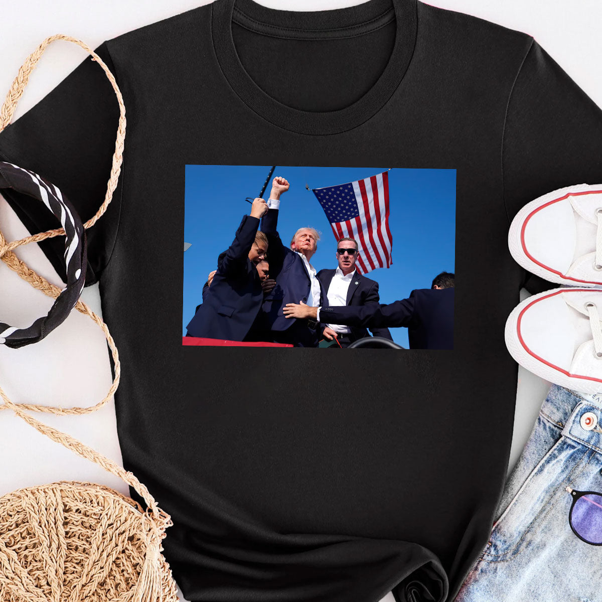 T-shirt « Never Surrender », T-shirt « Fight For America », T-shirt et sweat à capuche « Rallye 2024 »
