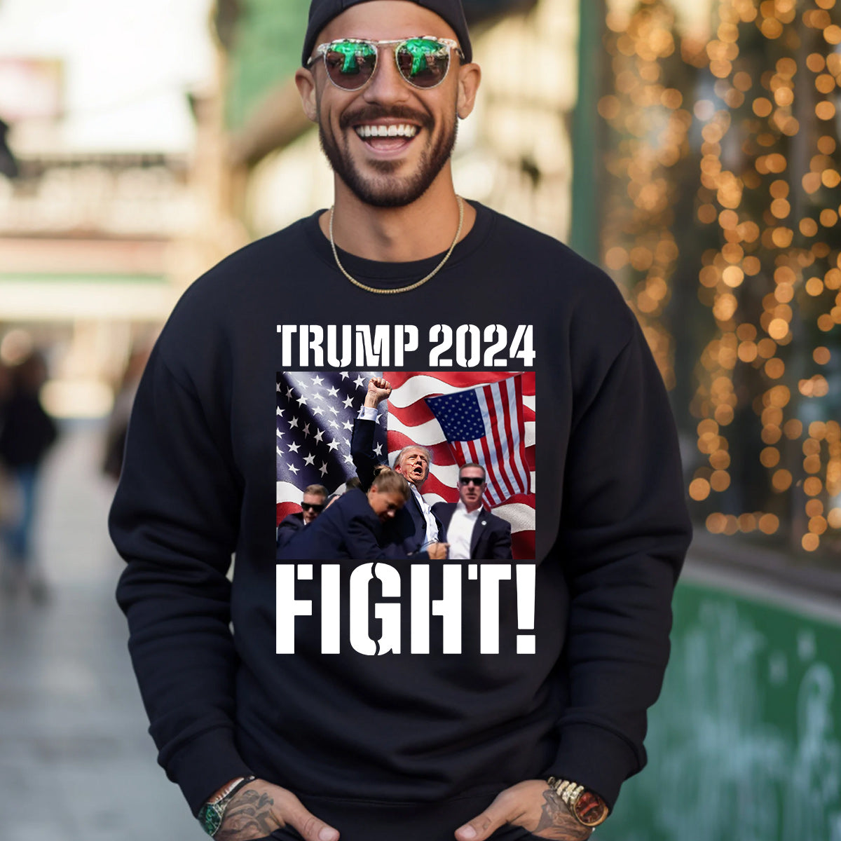Trump 2024 Flug! T-Shirt B Donald Trump Trotzig 2024 MAGA unbesiegbar
 T-Shirt & Hoodie