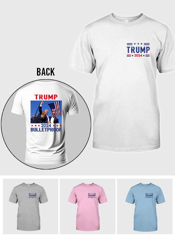Kugelsicheres T-Shirt, „Niemals aufgeben“-Shirt, „Kämpfe für Amerika“-T-Shirt, Retro-Rallye-Shirt, „Kämpfen, kämpfen, kämpfen“-Shirt