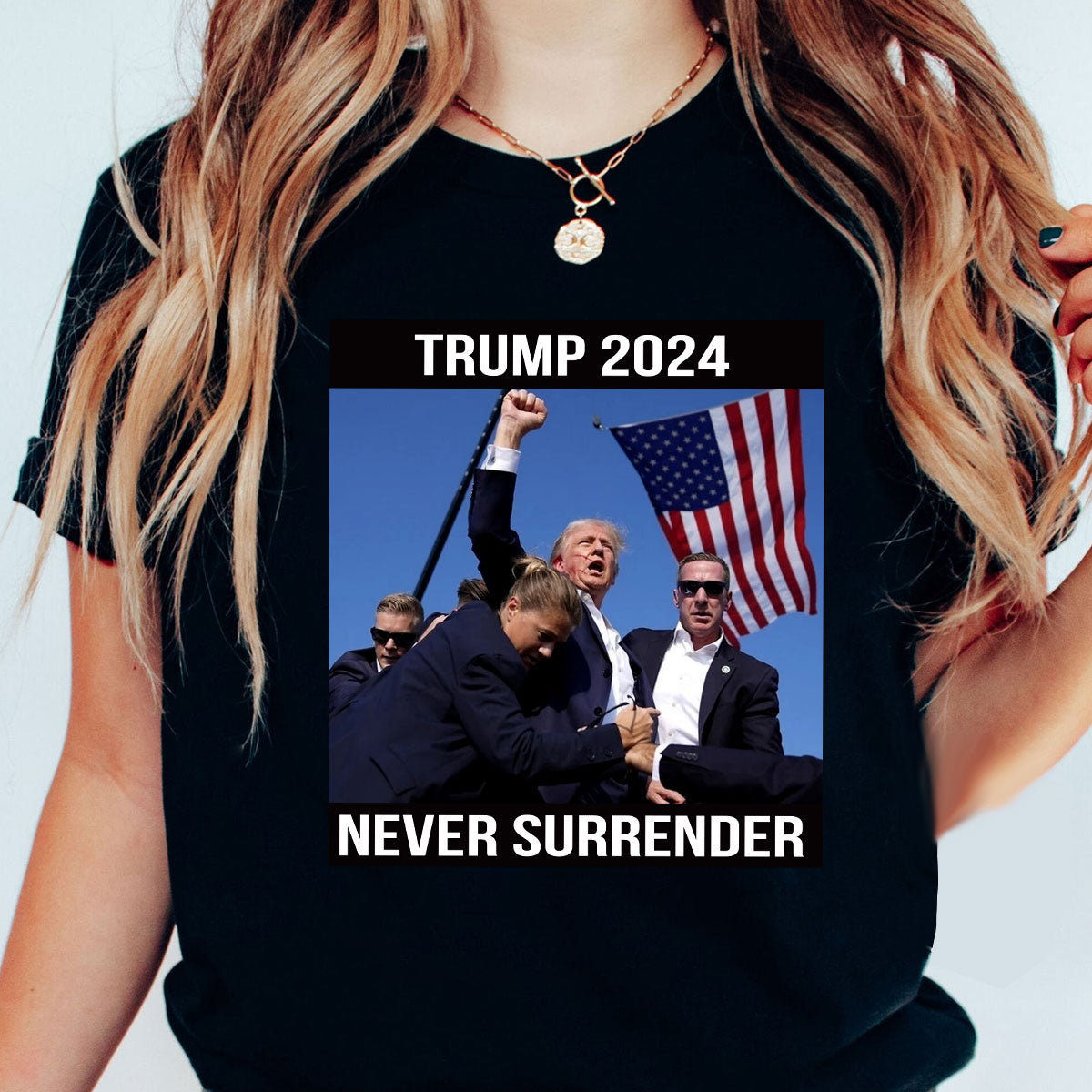 Trmp Sh0t T-Shirt Top | Donald TRMP 2024 Never Surrender Shirt Mugsh*t Tee
 T-Shirt & Hoodie