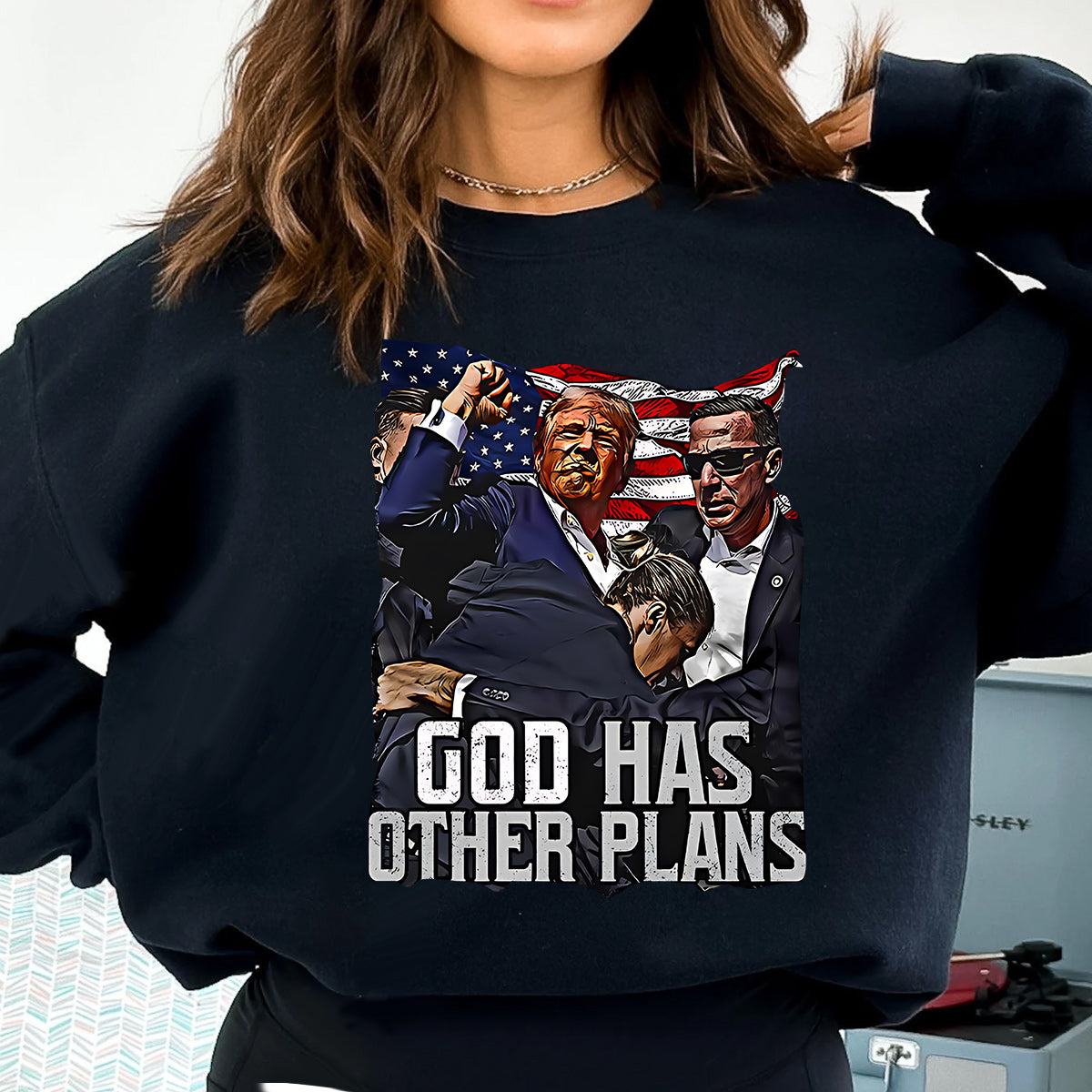 Dieu a d'autres plans, T-shirt « L'union fait la force », T-shirt « Ne jamais se rendre », T-shirt « Luttons pour l'Amérique », T-shirt « Rassemblement 2024 », T-shirt et sweat à capuche « Luttons, combattons, combattons »