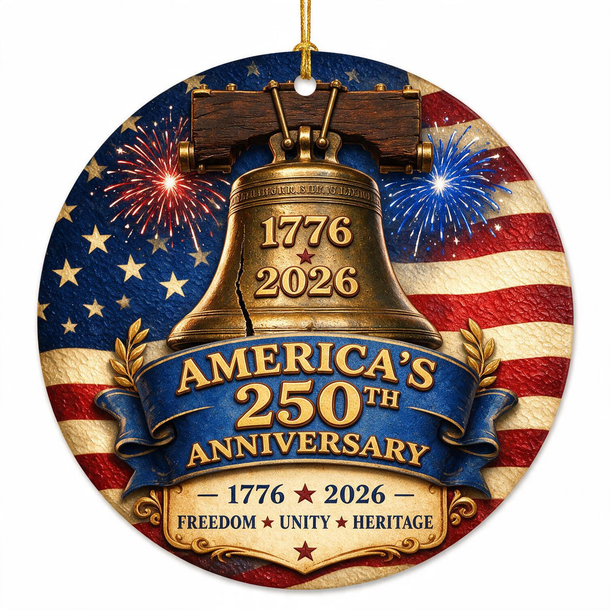 America 250th Anniversary 1776-2026 Liberty Bell Acrylic Ornament - Patriotic Christmas Tree Decor Gift