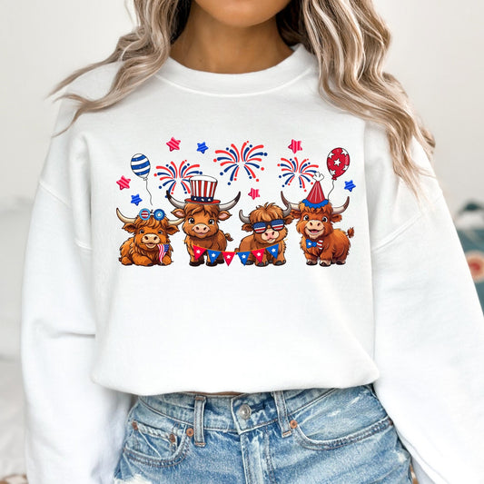 Amerikanische Flagge, Hochlandrinder, Hochlandrind-T-Shirt & Hoodie 0624