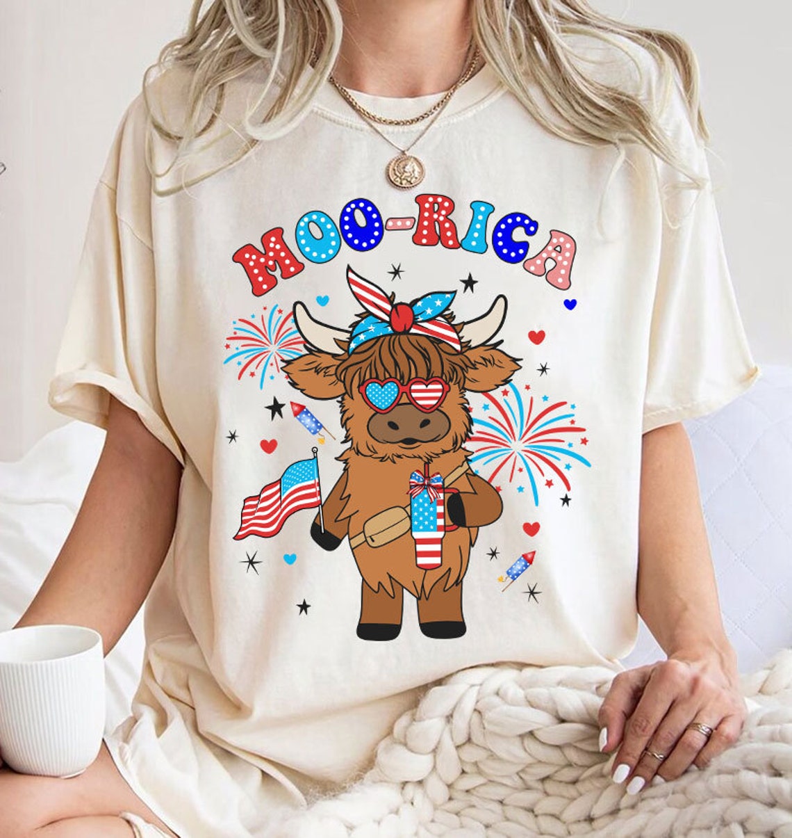 T-shirt et sweat à capuche Moo-rica Highland Cow 0624