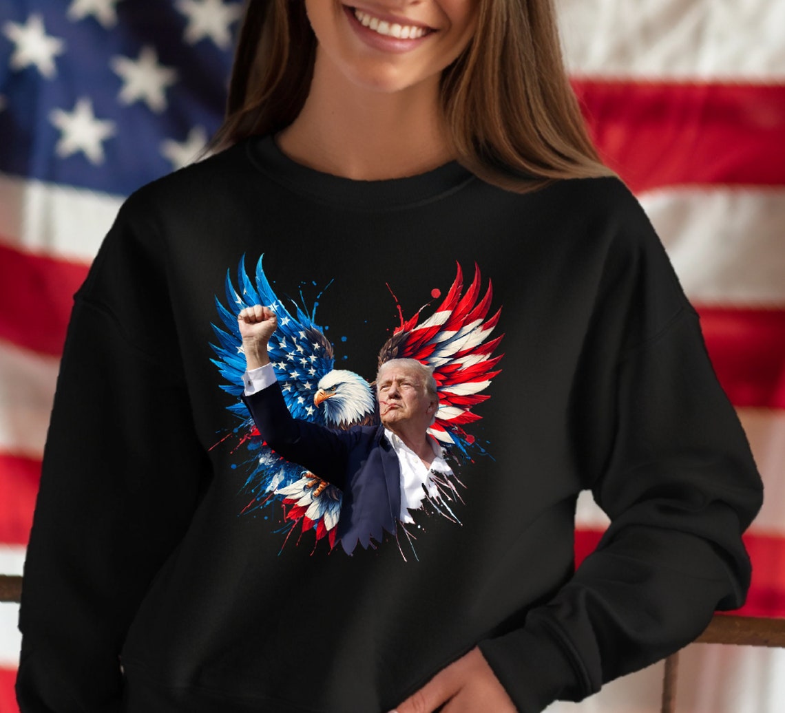 Trump & Eagle 2024 Sweatshirt, Donald Trump Flight Flight Flight T-Shirt, Wahl-Hoodie, Trump Eagle Hoodie T-Shirt & Hoodie