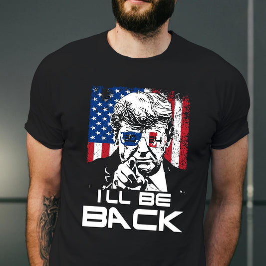 „Ich komme 2024 wieder“-Präsidenten-T-Shirt, Shirt zum 4. Juli, Geschenk für Republikaner, amerikanisches politisches Shirt, patriotisches lustiges Shirt, Wahl-T-Shirt & Hoodie