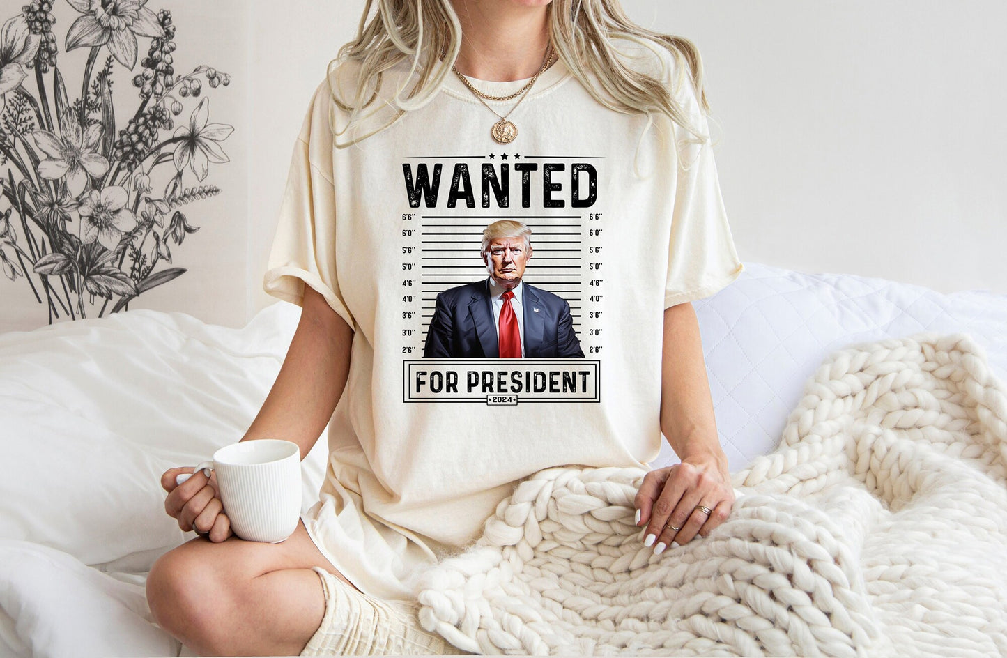 T-Shirt „Wanted For President 2024“ mit Donald Trump Aufdruck, „Wanted Trump“-Shirt, „President Trump“-Shirt, „For President 2024“-Shirt, Republikanisches T-Shirt & Hoodie