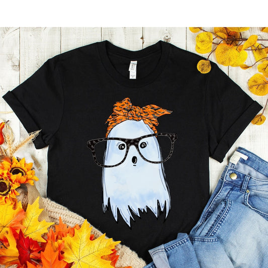 Niedlicher Geist mit Brille und Bandana – Halloween-T-Shirt & Hoodie 0924