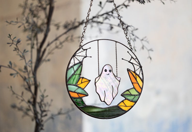 Lustiger Halloween-Geist-Fensterhänger-Sonnenfänger-Ornament 0924 