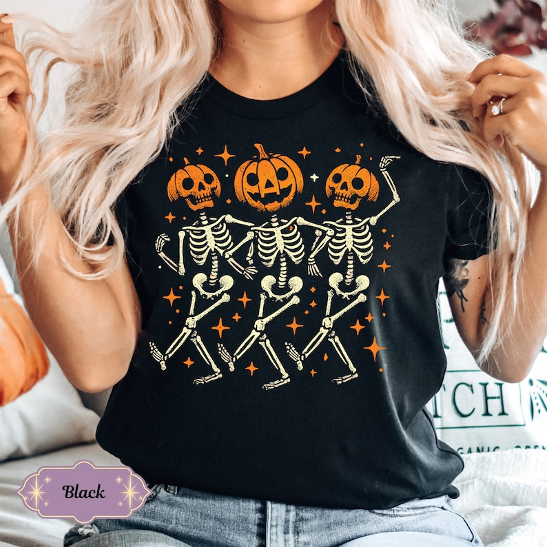 T-shirt et sweat à capuche Halloween Citrouille Squelette 0924