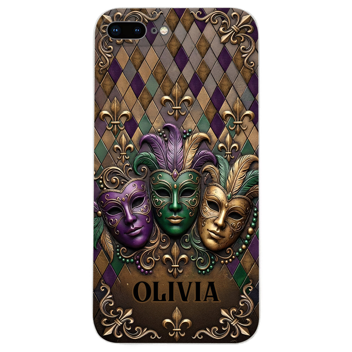 Mardi Gras Fleur de Lis - Étui de téléphone en cuir personnalisé Mardi Gras