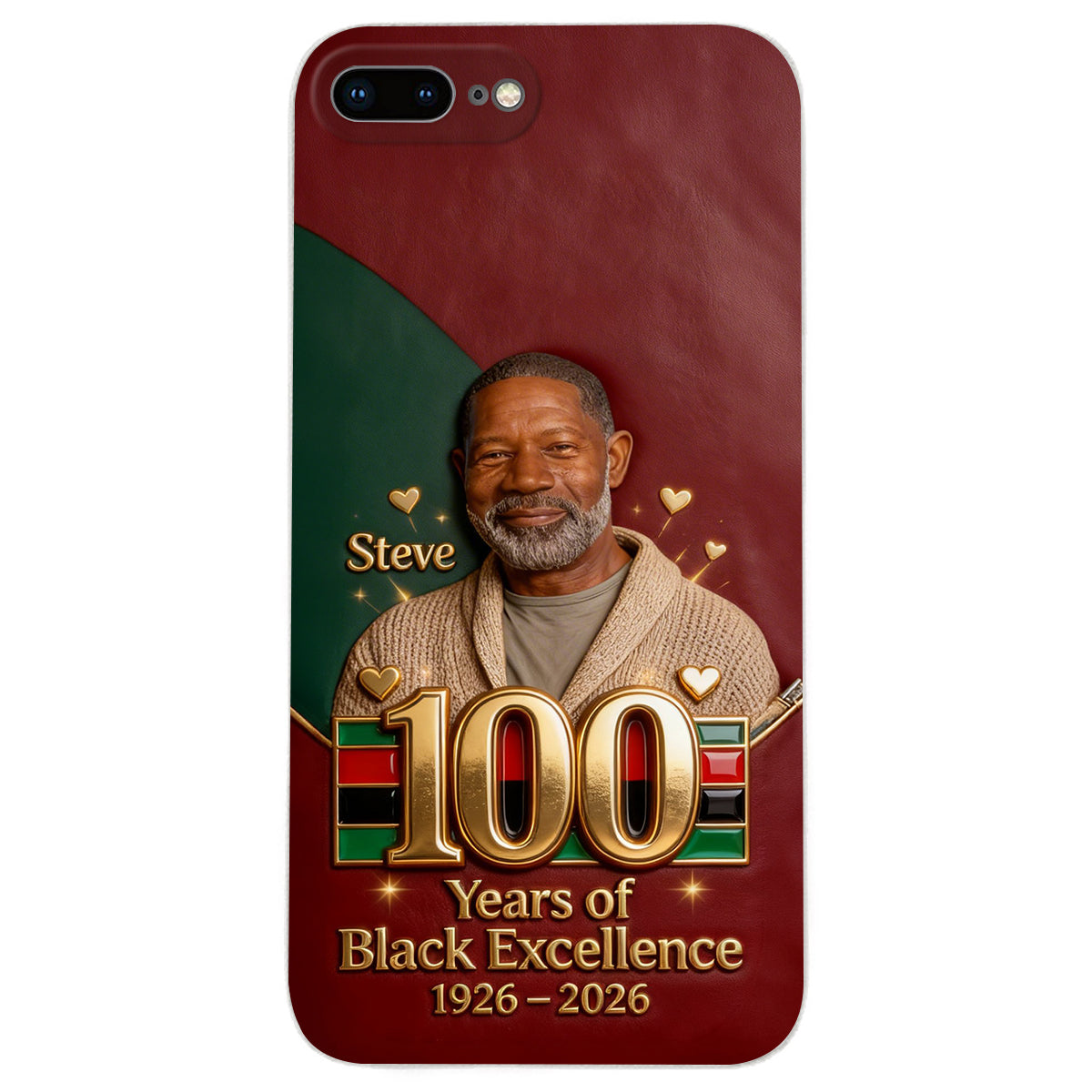 100 ans d'excellence noire - Étui de téléphone personnalisé en cuir afro-américain