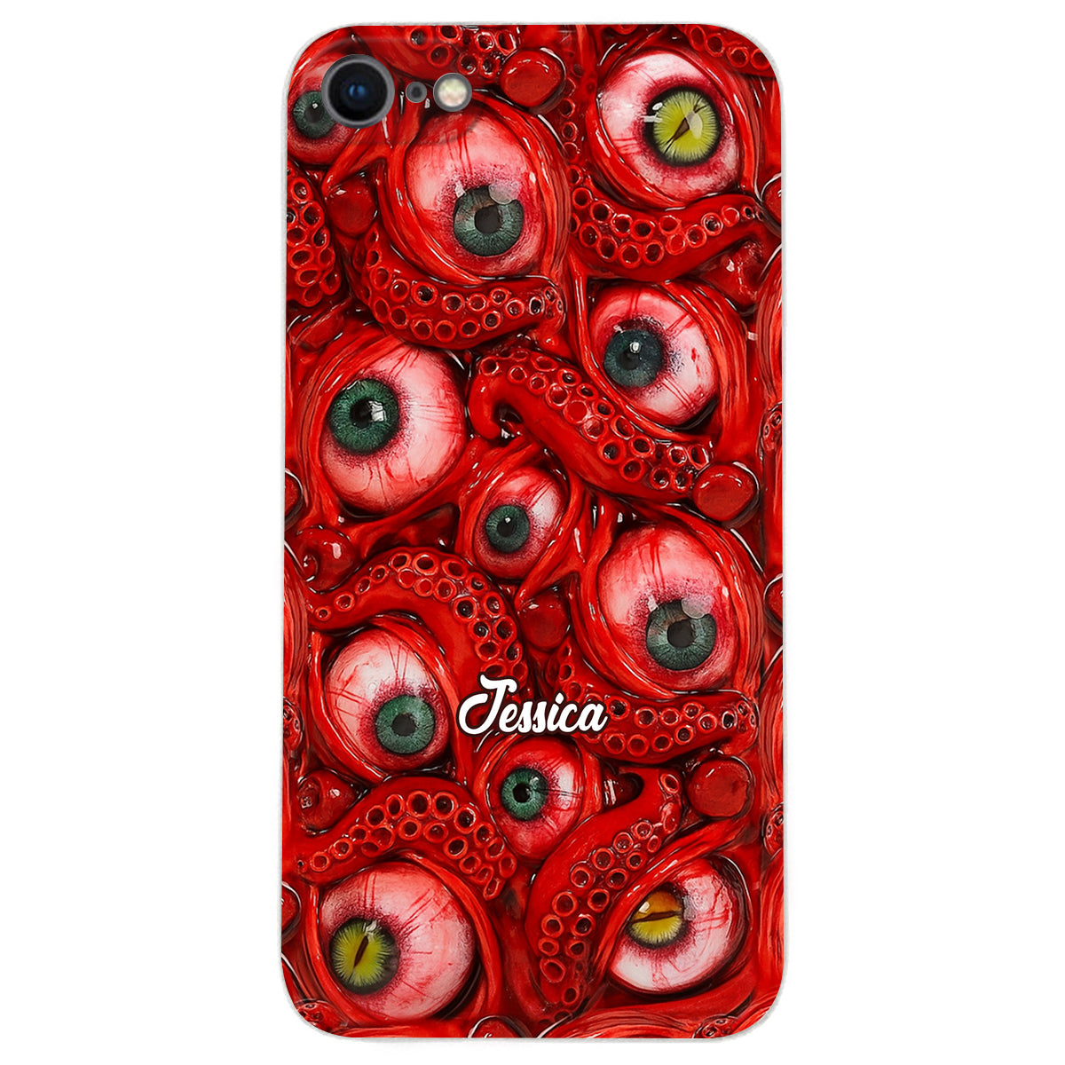 Horror Bloody Eyes - Personalisierte Halloween-Handyhülle aus Leder