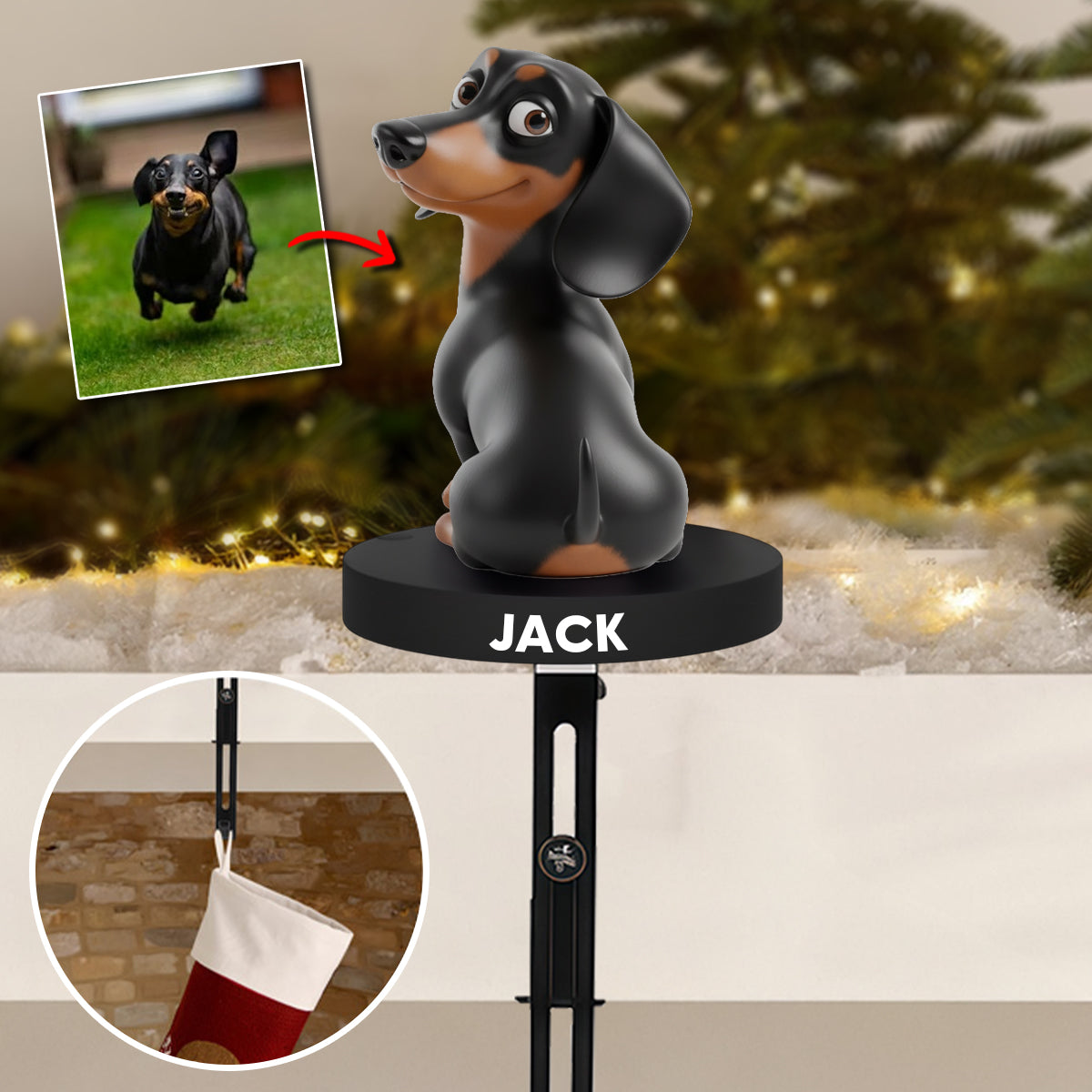 Chiens rigolos - Cintre à chaussettes personnalisé en forme de teckel
