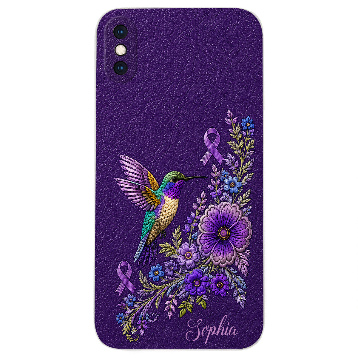 Purple Awareness – Personalized Alzheimer Awareness 3D Embossed Leather Phone Case