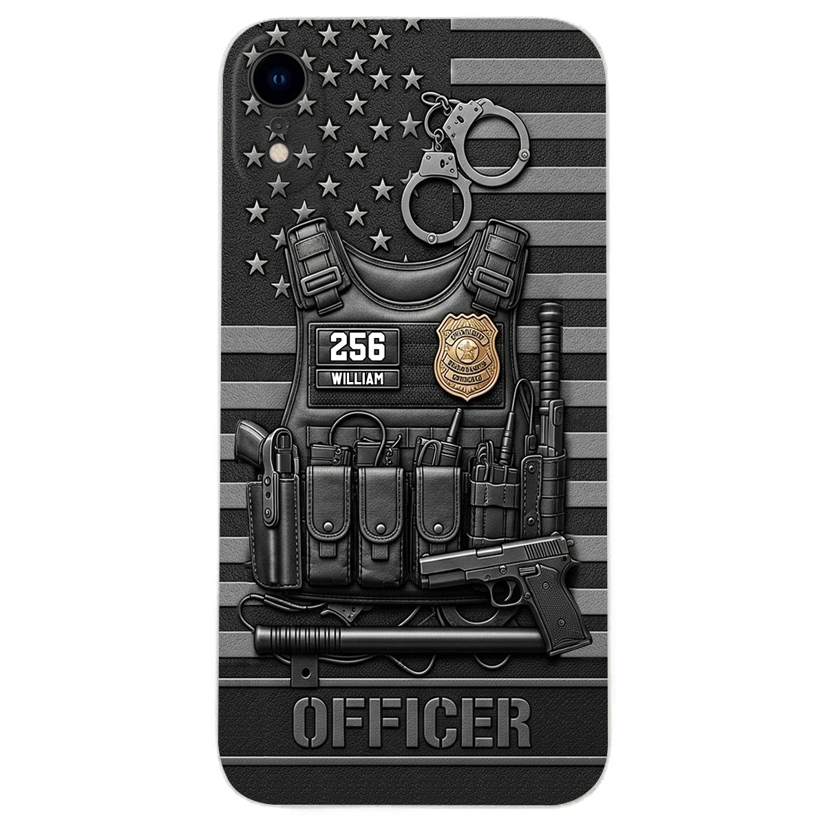 Servir et protéger - Étui de téléphone en cuir personnalisé pour policier