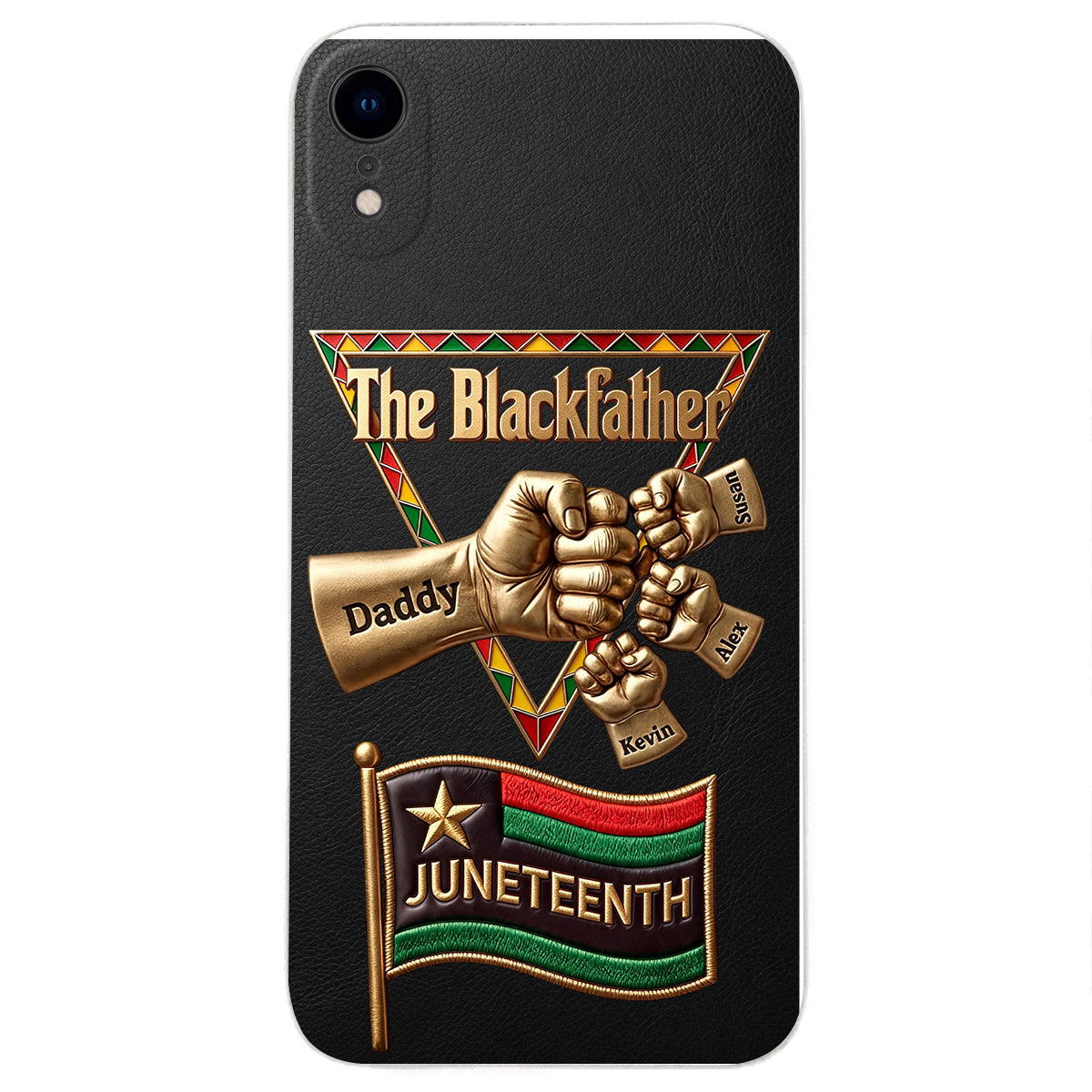 The Blackfather - Personalized Father 3D Embossed Leather Phone Case