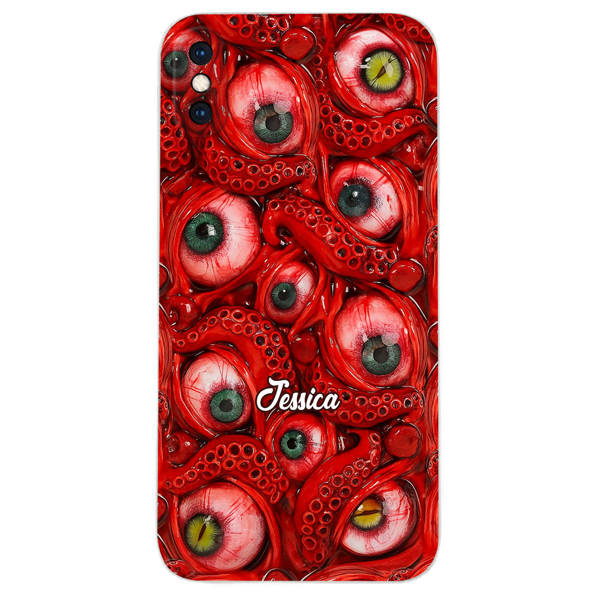 Horror Bloody Eyes - Personalisierte Halloween-Handyhülle aus Leder